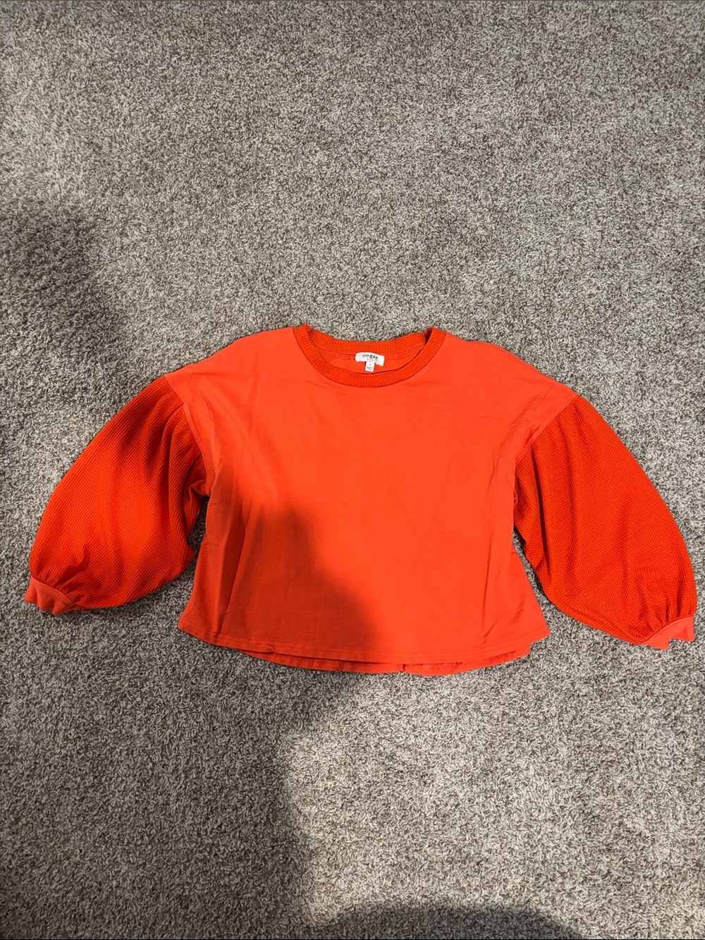 Umgee Orange Puff-Sleeve Sweatshirt